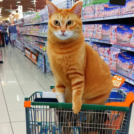 Image similar to orange tabby cat shopping at walmart