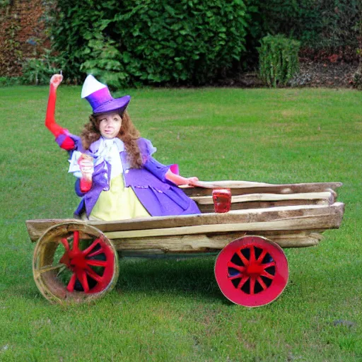 Prompt: alice in wonderland wheelbarrow