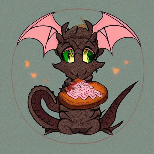 Image similar to dragon eating cookies, digital art, cute