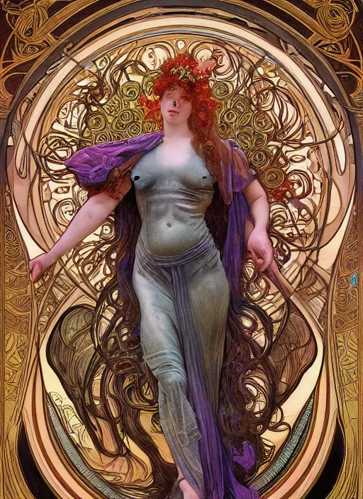 Image similar to Jennifer Lowrence as God of Strangeness, brutal, epic, intricate, elegant, highly detailed, digital painting, 4k, HDR, concept art, smooth, sharp focus, illustration, art by alphonse mucha,artgerm, H R Giger