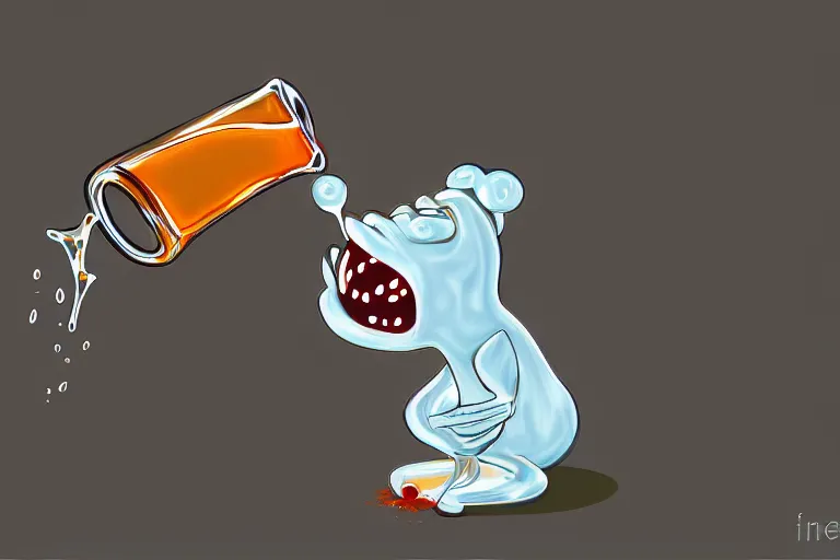 Image similar to an anthropomorphic spilled drink crying, digital art