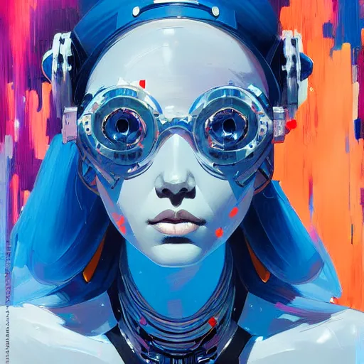 Image similar to palette knife artwork of a cybernetic princess, sharp focus, by james jean, by rossdraws, frank franzzeta, sakimichan