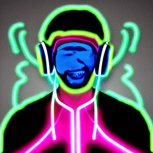 Image similar to neon dubstep lover wearing headphones