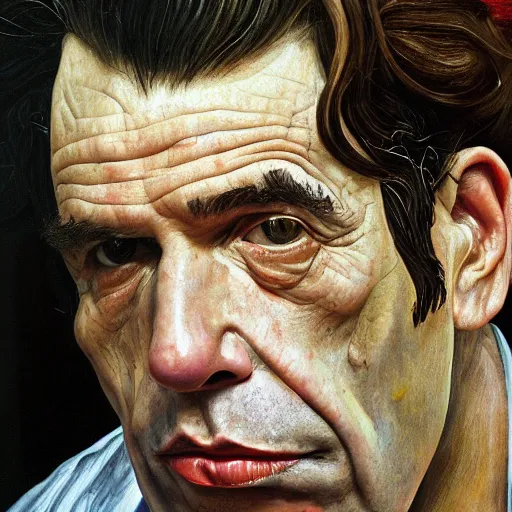 Image similar to high quality high detail painting by lucian freud, hd, sick nick cave