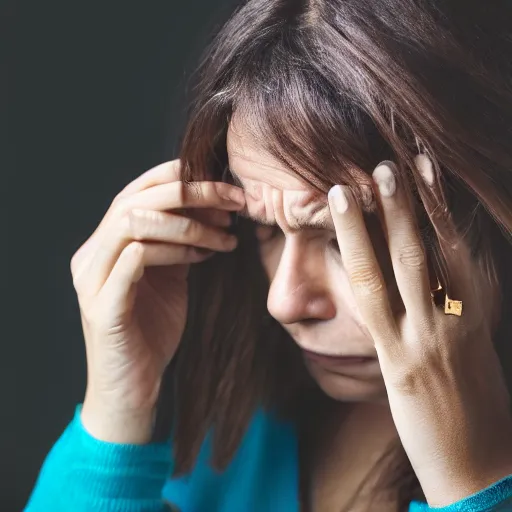 Image similar to woman looking at gold coin, worried, bokeh, portrait photograph