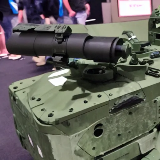 Image similar to a rare military frog equipped with rocket launcher and night vision target acquisition system, photo from adversary biotech expo