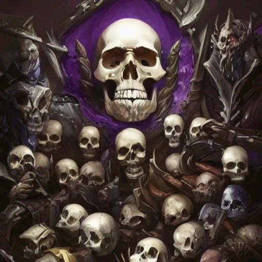 Image similar to a ominous bone and skull wall, wall, wall, violet battlefield theme, bright art masterpiece artstation. 8 k, sharp high quality artwork in style of jose daniel cabrera pena and greg rutkowski, concept art by tooth wu, blizzard warcraft artwork, hearthstone card game artwork, wall made of bones and skulls