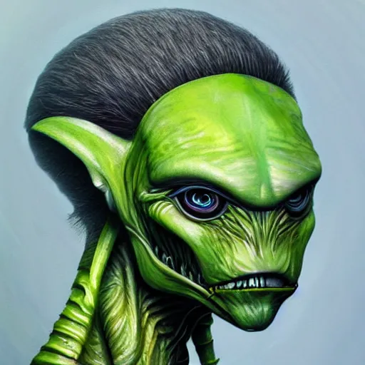 Image similar to head and shoulder portrait of a new alien monster, creative design, realistic detailed painting, trending on deviantart