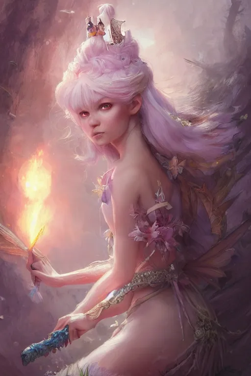 Image similar to fairy princess, highly detailed, d & d, fantasy, highly detailed, digital painting, trending on artstation, concept art, sharp focus, illustration, art by artgerm and greg rutkowski and fuji choko and viktoria gavrilenko and hoang lap