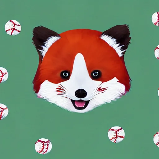 Image similar to digital art of adventurous red panda wearing a baseball cap climbing a mountain