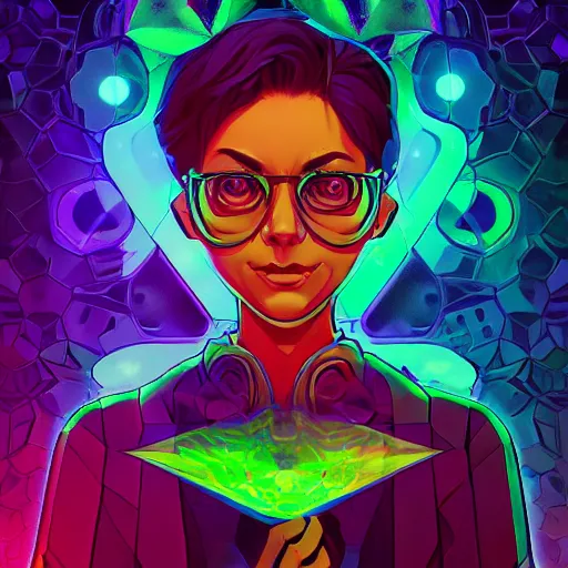 Image similar to skill magic geek inside matrix deepdream radiating a glowing aura stuff loot legends stylized digital illustration video game icon artstation lois van baarle, ilya kuvshinov, rossdraws,