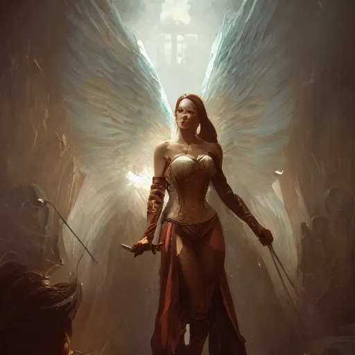 Image similar to the corset of angels. detailed digital art by greg rutkowski, keith parkinson, marc simonetti, artstation, deviantart, 8k, hd