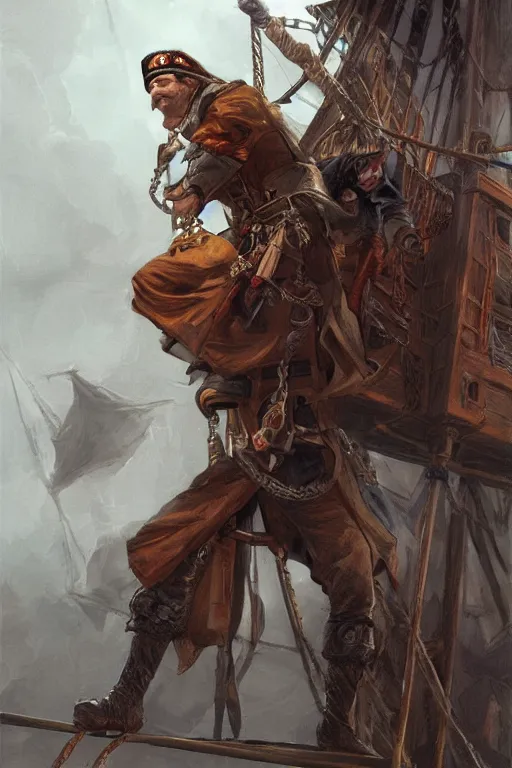 Image similar to Putin as a pirate, hanging from the gallows, intricate, elegant, highly detailed, centered, digital painting, artstation, concept art, smooth, sharp focus, illustration, art by artgerm and donato giancola and Joseph Christian Leyendecker, Ross Tran, WLOP