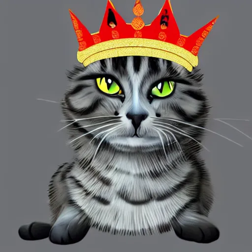 Prompt: a smug cat wearing a crown, vector, pixta.jp