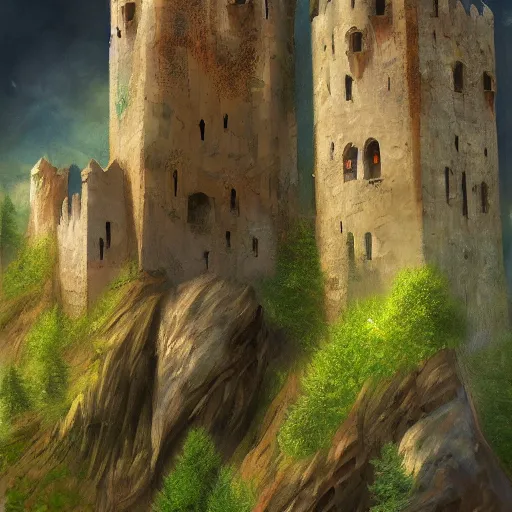 Image similar to The stone castle, d&d art, fantasy, painted, 4k, high detail, sharp focus