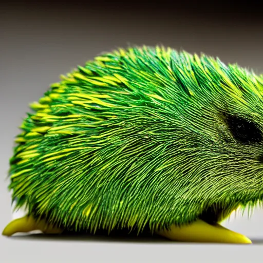 Image similar to cartoonish green and yellow echidna