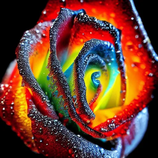 Prompt: award - winning macro of a beautiful glass rose made of molten magma and nebulae on black background by harold davis, highly detailed, inner glow, trending on deviantart, artstation and flickr, nasa space photography, national geographic