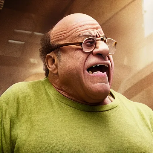 Prompt: Danny DeVito cast as The Hulk, still from marvel movie, hyperrealistic, 8k, Octane Render,