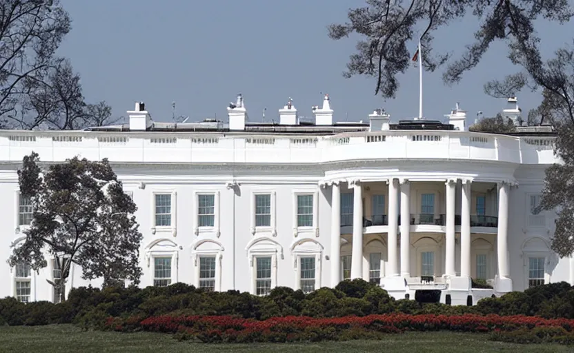 Prompt: the white house wrapped by christo and jeanne claude