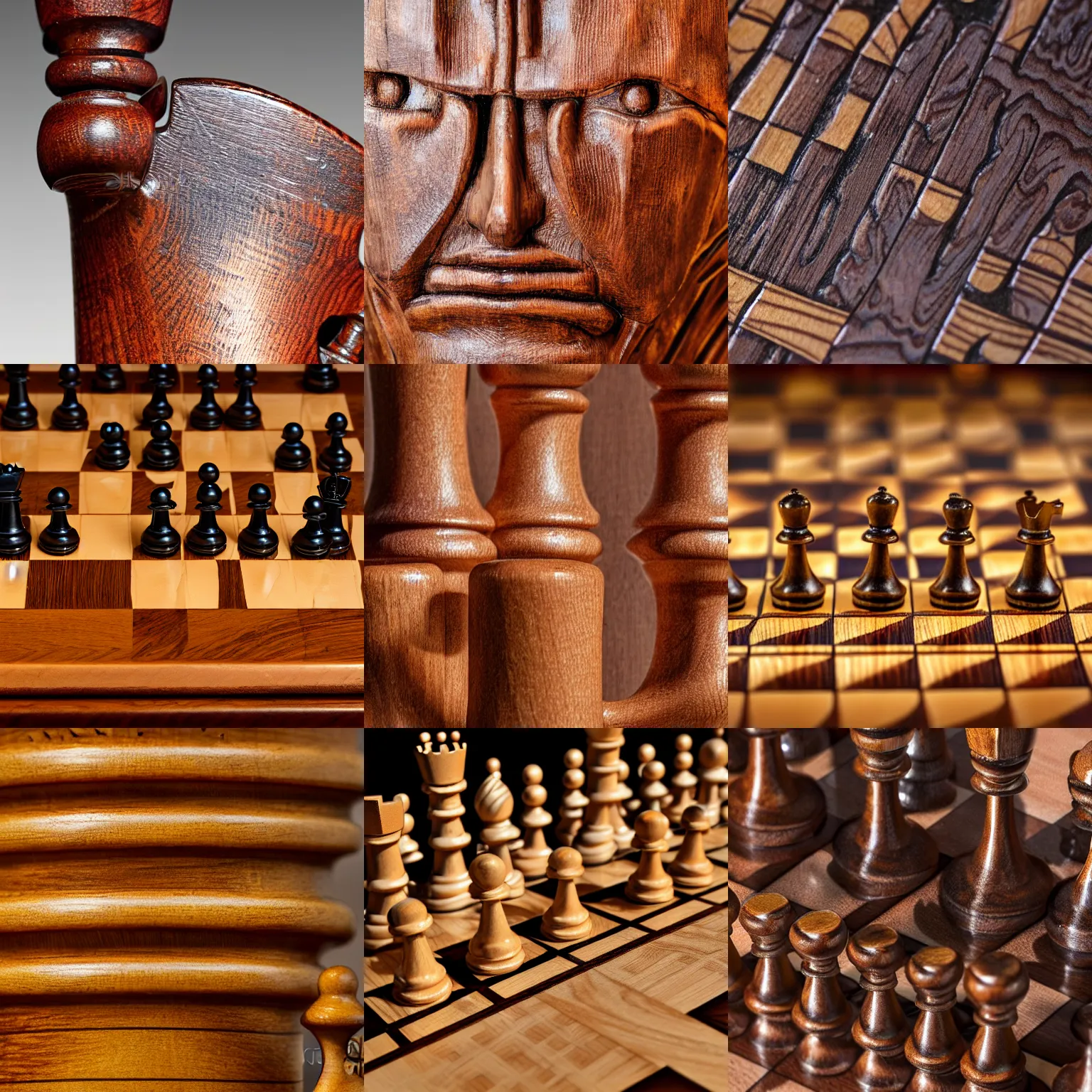 Prompt: close up photograph of a chess king piece, made of wood, highly detailed, studio lighting