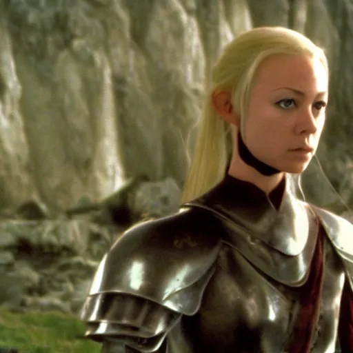 Prompt: film still of Clare from Claymore in Lord of the Rings (2001), 4k