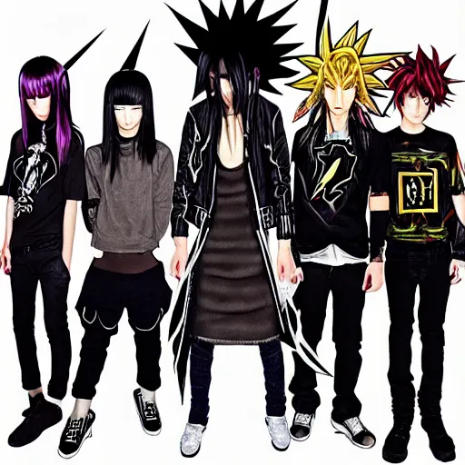 Prompt: beautiful mall goth yu gi oh, realistic, in the style of nu metal, side lighting, lightning bolts