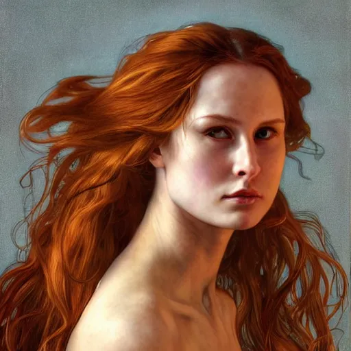 Image similar to a portrait of a beautiful alluring female viking, detailed, centered, digital painting, artstation, concept art, donato giancola, Dante Gabriel Rossetti, alphonse mucha, Joseph Christian Leyendecker, WLOP, Boris Vallejo, Annie Leibovitz and Steve McCurry, David Lazar, Jimmy Nelsson, Breathtaking, 8k resolution, extremely detailed, beautiful, establishing shot, artistic, hyperrealistic, beautiful face, octane render