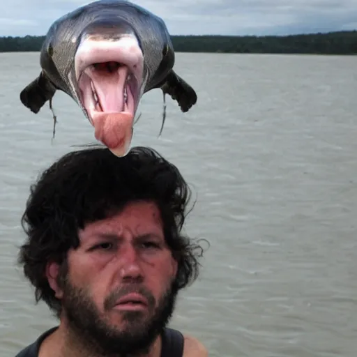 Image similar to man with viperfish face