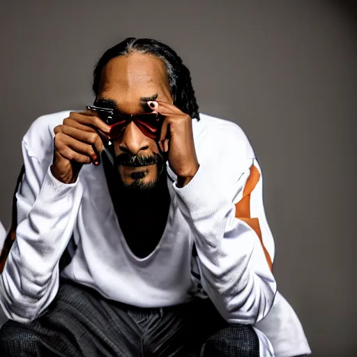 Image similar to professional studio portrait photo of snoop dogg 1 0 0 % sober, photoshoot