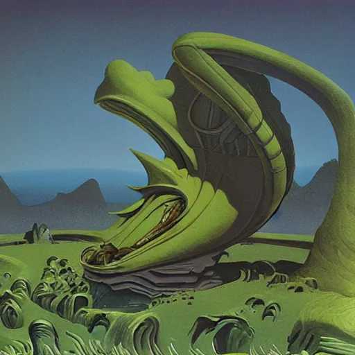 Image similar to roger dean art of a retro alien