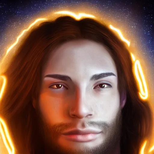 Image similar to a male wizard, glowing, frontal view, cool looking, high resolution