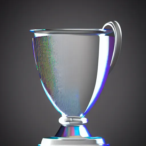 Image similar to A gorgeous render of an iridescent trophy on a white background, Blender