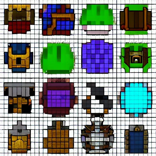 Prompt: set of 4 8 x 4 8 pixel wide fantasy icons for armor for a roleplaying videogame