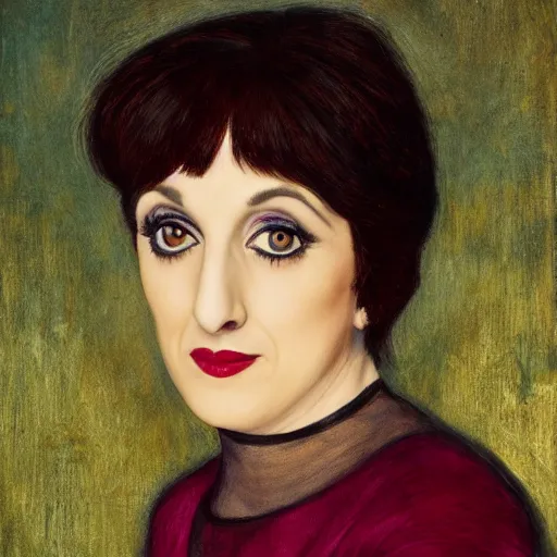 Image similar to portrait of hybrid of liza minelli and isy suttie, preraphaelite, 8 k