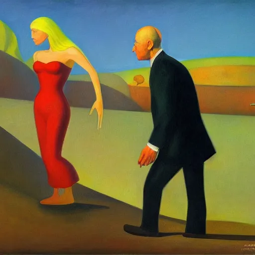 Prompt: journey to the center of the earth, grant wood, pj crook, edward hopper, oil on canvas