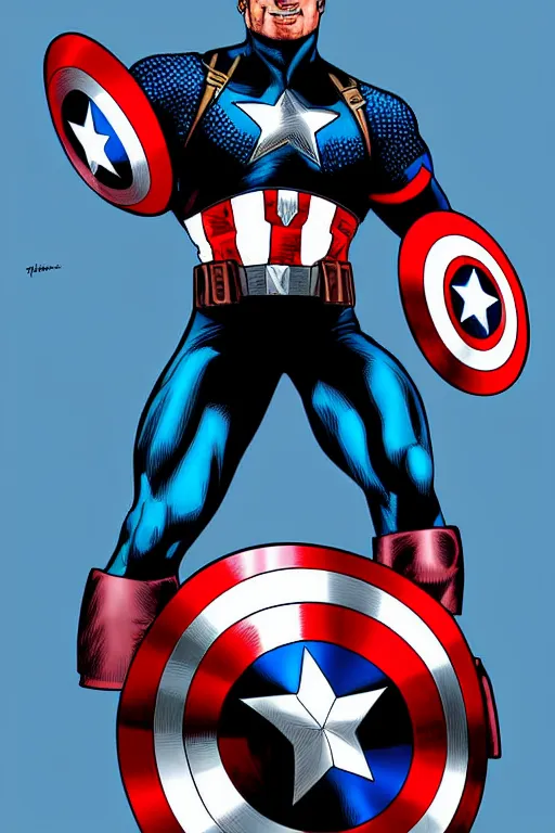 Image similar to Captain America high quality digital painting in the style of Alan Davis