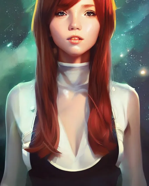 Prompt: portrait Anime space cadet girl Anna Lee Fisher anime cute-fine-face, pretty face, realistic shaded Perfect face, fine details. Anime. realistic shaded lighting by Ilya Kuvshinov Giuseppe Dangelico Pino and Michael Garmash and Rob Rey, IAMAG premiere, ✨✨✨✨✨✨ aaaa achievement collection, elegant freckles, fabulous