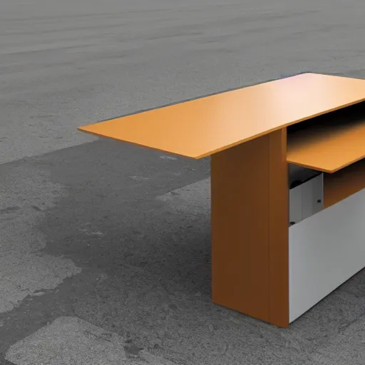 Image similar to brutalist style desk, modern architecture, high resolution