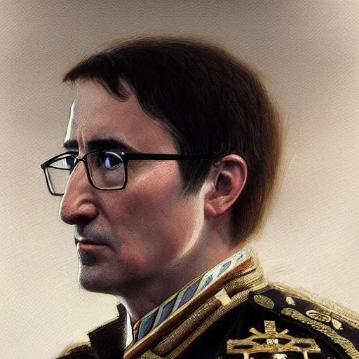 Prompt: portrait of stoic looking john oliver as the vigo carpathian painting, military uniform, fantasy, intricate, elegant, beautiful, highly detailed, centered, dark, smokey, digital painting, artstation, concept art, smooth, sharp focus, illustration, art by artgerm and greg rutkowski and alphonse mucha