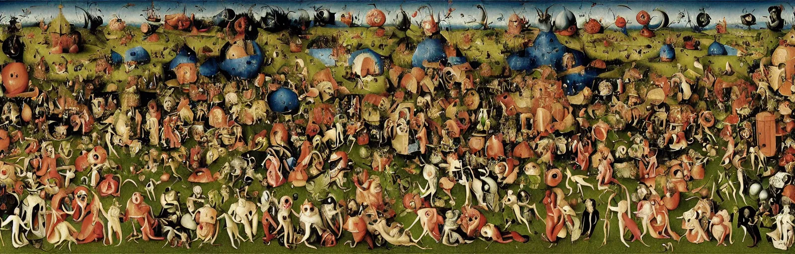 Image similar to muppets in the garden of earthly delights, painting by hieronymus bosch