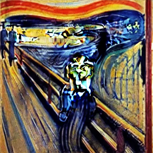 Prompt: the scream painted by Edward Munch