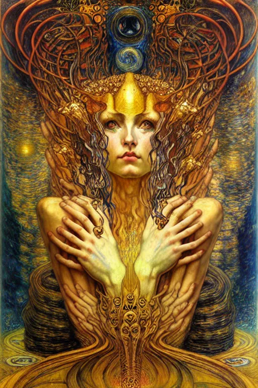 Image similar to Divine Chaos Engine by Karol Bak, Jean Delville, William Blake, Gustav Klimt, and Vincent Van Gogh, symbolist, visionary