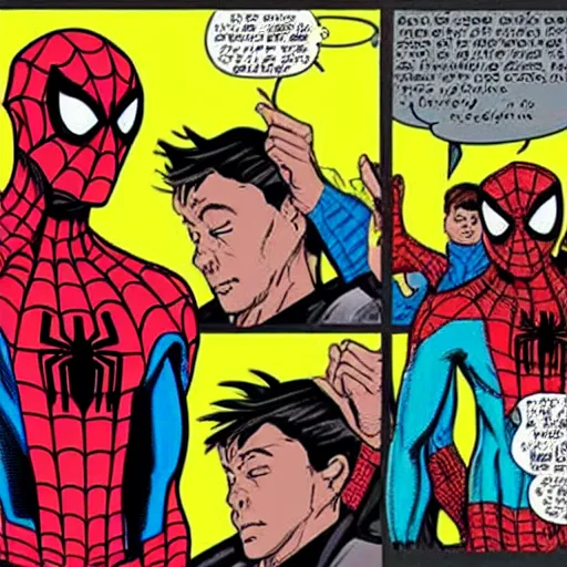 Prompt: spider-man giving a sermon, comic book art