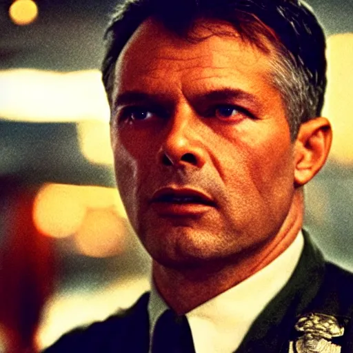 Prompt: film still blade runner with officer Deckard played by Viktor Orban