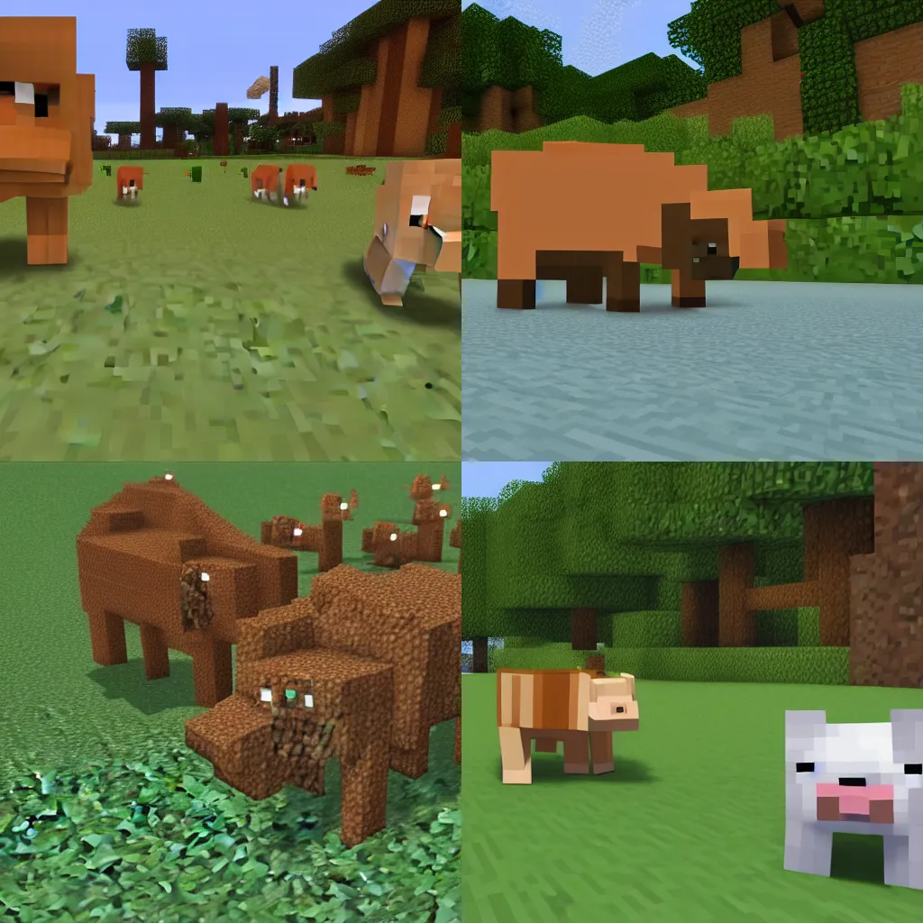 Prompt: Screenshot Of A Capybara Mob In Minecraft, HD