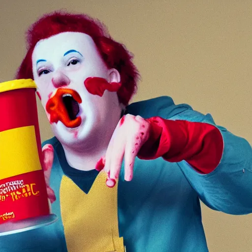 Image similar to ronald mcdonald puking vomiting