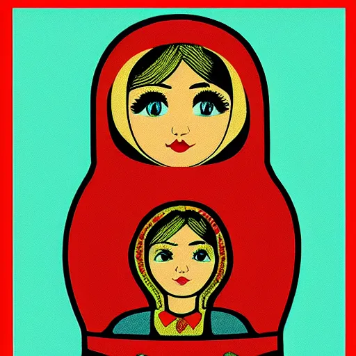 Prompt: a matryoshka doll, drawn by lewis carroll