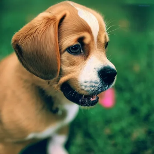 Prompt: portrait of a puppy. kodak portra 4 0 0 color negative film