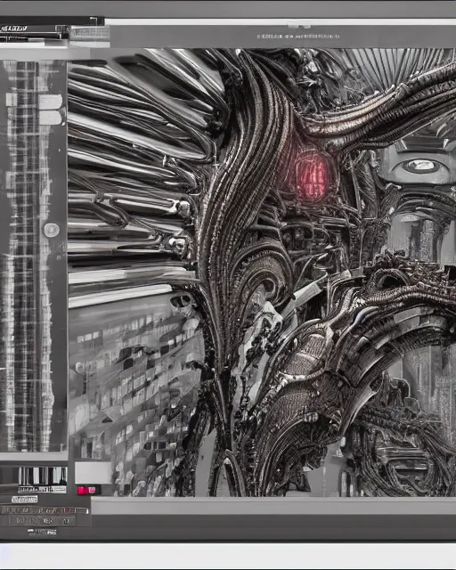 Prompt: video game frame interface by hr giger, biomechanical, 4 k, hyper detailed