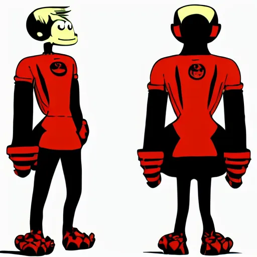 Image similar to concept art, stylized, super exaggerated proportions, concept design, male, science fiction suit, in the style of jamie hewlett